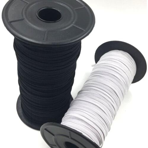 5 Yards White/Black Braided Elastic 1/8" (3mm) Elastics New