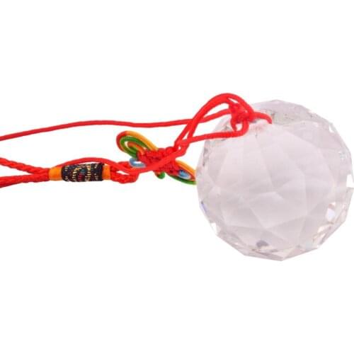 Feng Shui 40MM Faceted Crystal Clear Ball Charm W Pouch