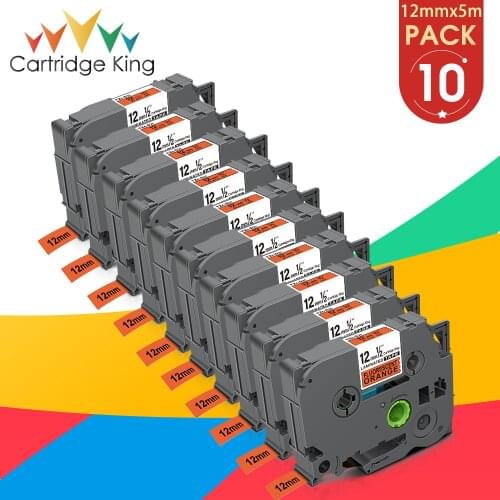 10PK 12mm TZ Fluorescent Label Tape Laminated for Brother TZeB31 Tze-B31 tze B31 Black on Orange Compatible Brother Label Maker