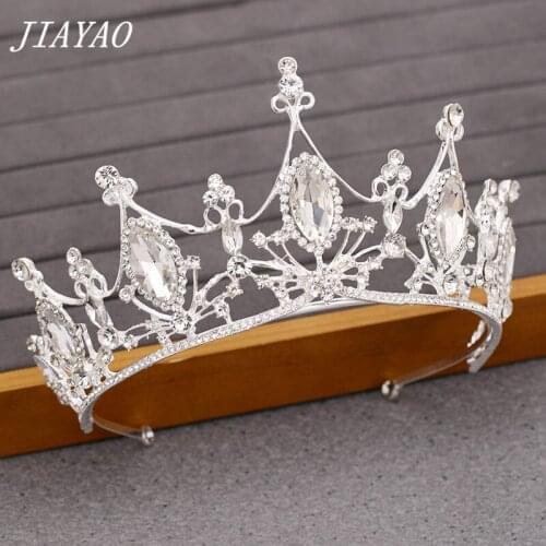 Crystal Tiaras Crowns Wedding Hair Jewelry Rhinestone Queen Crowns Bridal Hair Accessories Silver Color Tiara Head Jewelry