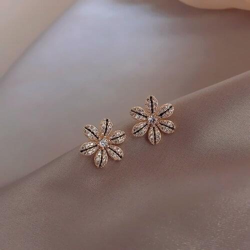 Korean New Earrings For Women Flower Earrings Lucky Earrings 2021 trend Party Wedding Jewelry Accessories Fashion Crystal Earr