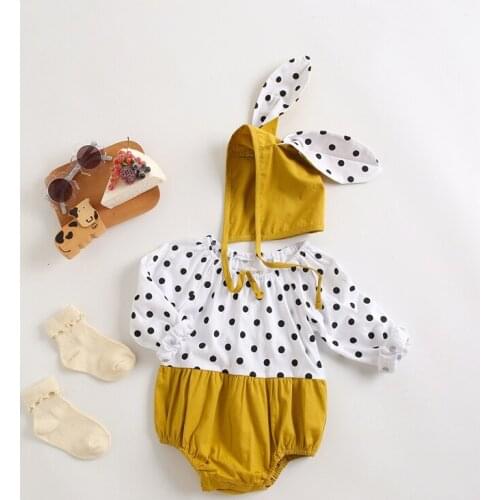 Melario Baby Girl Romper Newborn Girls Clothing Spring Polka Dot Long Sleeve One-piece Jumpsuit Outfits With Hat