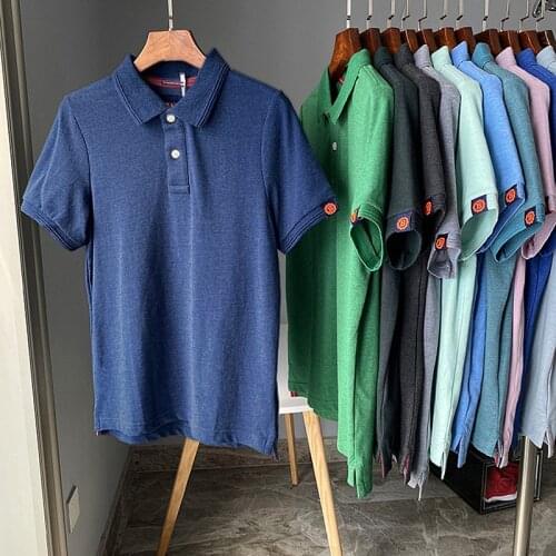 Mens Business Short Sleeve Polo Shirt M-XXXL Male Summer Casual Brand Blue Simple Pure Color Soft Cotton Gray Polos Shirts Tees