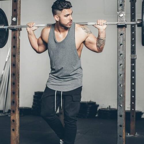 Men Sleeveless Bodybuilding Tank Tops Solid ColorLoose Vest Male Sports Fitness Bodybuilding Pullover Sportswear Workout Vest