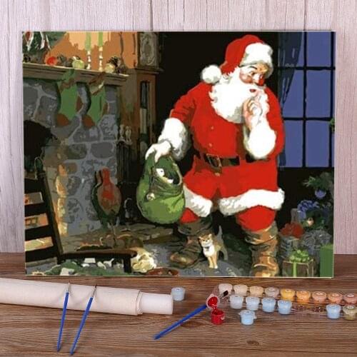Christmas Santa Claus DIY Painting By Numbers Set Acrylic Paints 40*50 Boards By Numbers Decorative Paintings Handicraft