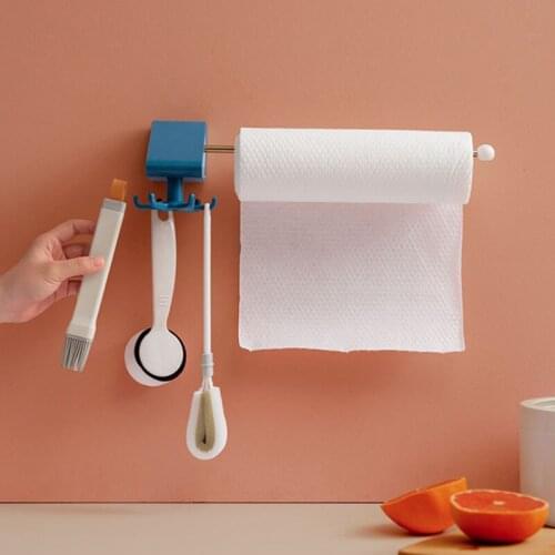 Kitchen Storage Rack Rotating Hook Kitchen Bathroom Storage Toilet Paper Cling Film Storage Wall-Mounted