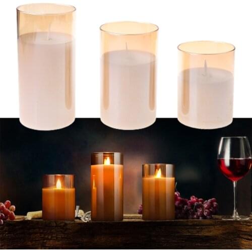 2021 New 3pack Flameless Led Candles Flickering Timer Remote Fake Wick Moving Flame Faux