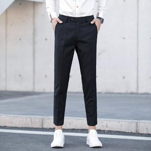 202 Spring and Summer 1 New Casual Trousers Mens Comfortable Nine-Point Pants Fitted Trousers Men