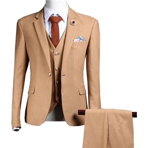 Coat+Pants+Vest) 3 Pieces Men Suit Slim Fit Wedding Business Wear Formal Men Suit Elegant Costume size S-5XL