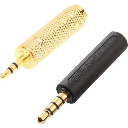 Gold Plated 3.5mm 1/8Inch Male to 6.3mm 1/4Inch Female Stereo Audio Jack Adapter & Rubber Earphone Adapter Convert OMTP to CTIA