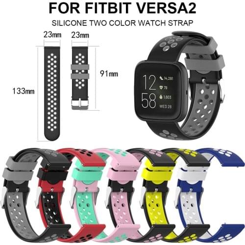 Reverse Two Color Watch Strap Waterproof Silicone Wristband Replaceable Breathable Bracelet For Fitbit Versa 2 Versa Lite Versa