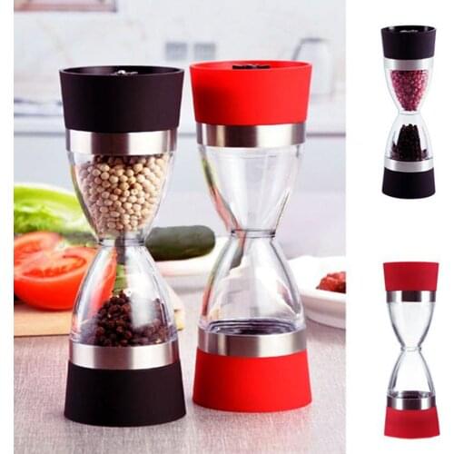 Manual 2 In 1 Salt Pepper Mill Grinder ,Stainless Steel , Kitchen Tool, Spice Container Seasoning bottle