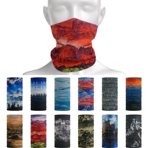 Natural Scenery Neckerchief Men Woman Headband Scarf Head Neck Face Outdoor Cycling Sports Bandanas Tactic Balaclava for Summer