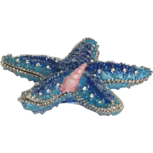 Starfish trinket box nautical crafts rhinestone crystal jewelry box decorative vintage collectiable home decoration gifts