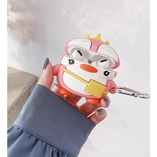 Cute crown penguin No. 08 Silicone Earphone Case for Apple AirPods1 / 2 pro 3 Headphone Silicone box Wireless Bluetooth headset