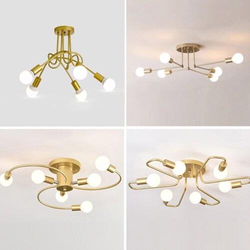 Modern LED Ceiling Lights Multiple E27 Lamp Base Black/Golden 5/6 Head For Living Room / Bedroom Indoor Lighting Retro