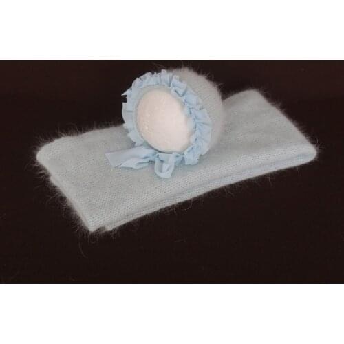 Newborn sweater wrap with bonnet set Baby stretch Jersey wrap blanket backdrop for Photography props Baby girl hat
