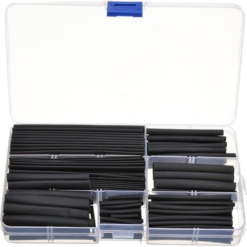 150pieces Weatherproof Heat Shrink Tube Polyolefin Glue Sleeving Tubing Assortment Kit Black