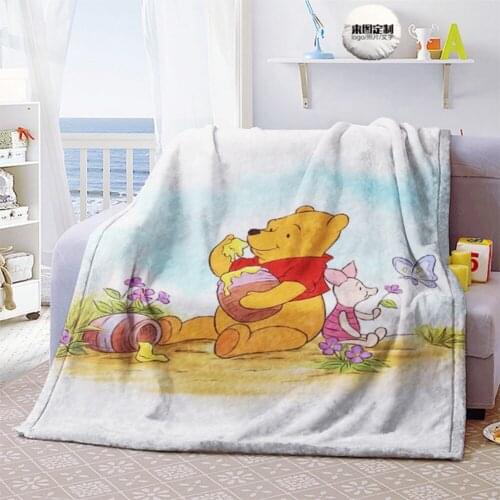 Disney Winnie The Pooh Cartoon Lovely Pattern Comfortable Soft Blanket Bed Sofa Double Bed Cartoon Children Boys and Girls Gift