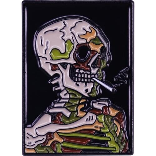 Van Gogh 'Skull With Burning Cigarette' Lapel Pin Famous Art Painting Badge Goth Aesthetics Gallery Collection