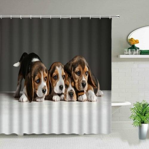 Funny animal cute puppy cartoon waterproof shower curtain bathroom renovation home decoration