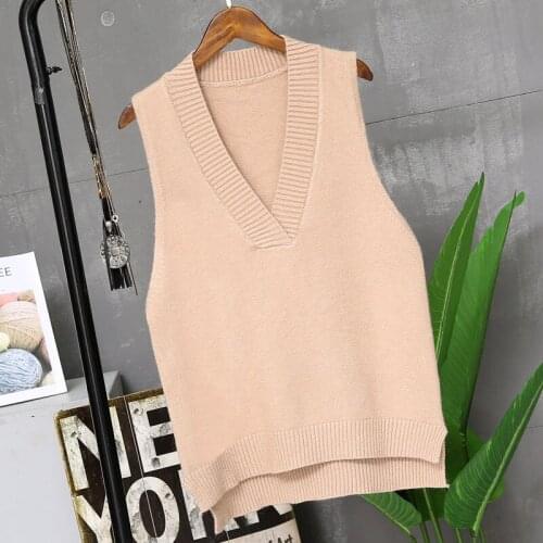 Female knitting students Korean style Western-style waistcoat 20211 spring new V-neck outer wear vest