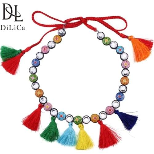DiLiCa Bohemian Chokers Necklaces for Women Tassel Statement Necklace Boho Colorful Beads Chunky Choker Necklace Jewelry