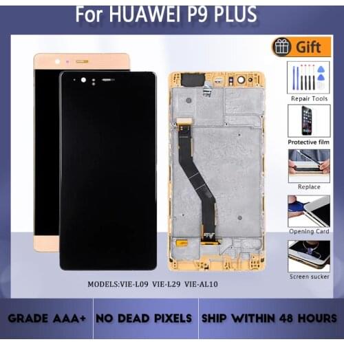 For HUAWEI P9 Plus Version VIE-L09 L29 AL10 LCD screen assembly with front case Black and white gold