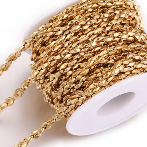 1 Meter Width 5mm Gold Chains Necklaces Stainless Steel Pig Nose Chain Bracelets Punk Hip Hop DIY Jewelry Handmade Making Luxury