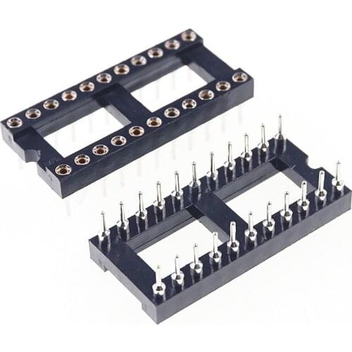 10 cs 0.100" 2.54 mm IC Socket 22 Pin Tin Round Leads Machined Pins DIP Through hole Open Frame 2x11 Position Row Space 10.16mm
