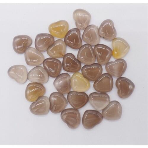 10Pcs 18x15x6mm Brown And Gray Agate Love Heart Cab Cabochon For DIY Jewelry Making Necklace Accessories Exquisite Gift