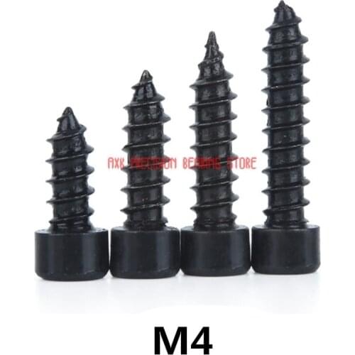 Drywall 100pcs M4 Carbon Steel With Black Hexagon Socket Cap Head Self Tapping Screw Model M4*(10/12/16/20/25/30/35/40/50) Mm