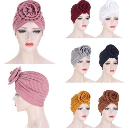 2021 Stretch Inner Hijab Caps Muslim Hat Turban Femme Musulman Turbante Ready To Wear Hijab Bonnet Flower Indian Headwrap Chemo