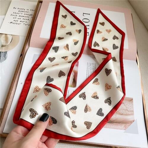 2021 Women Headscarves Hair Band Lovely Bag Wrist Skinny Scarf Fashion Silk Satin Girl Print Folard Shawl Summer Striped Bandana