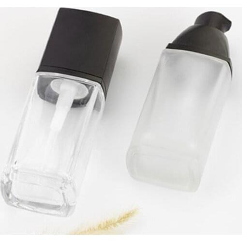 30ml Frosted Glass Refillable Empty Bottle for Lotion Liquid Body Cream Cosmetic Foundation Container Vials with Press Pump 50JF
