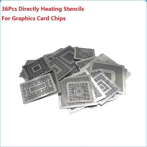 36pcs/Set Directly Heating BGA Stencils For Graphics Card Chips Reballing Fixture SMT SMD IC Laptop Repair Tools Kit