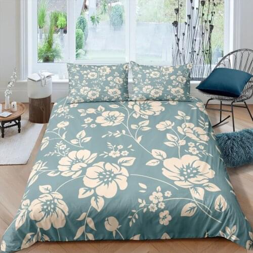 3D Floral Duvet Cover&Pillowcase Soft Home Textiles Plant Bedding Set Adult Quilt Cover Bedroom Single Twin Queen King 2/3 Pcs