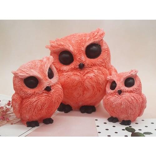 3D stereo baked owl candle gypsum aromatherapy silica gel mold large, medium and small