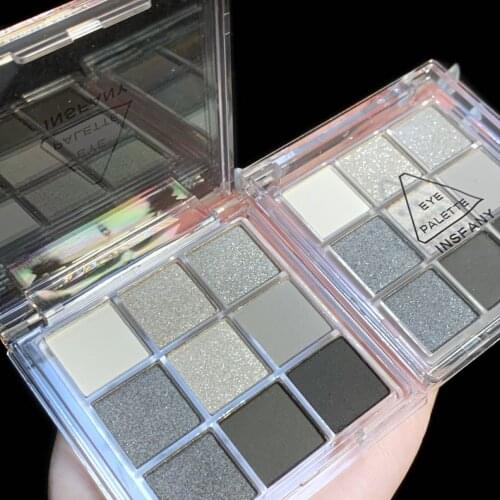 9 Colors Black Smokey Eyeshadow Palette Waterproof Lasting Matte Glitter Party Festival Cool Toned Eyes Makeup Palette Cosmetic