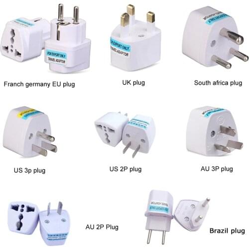 White Universal travel Franch germany US AU EU UK plug Adapter australia american india brazil ac Electrical convert Plug