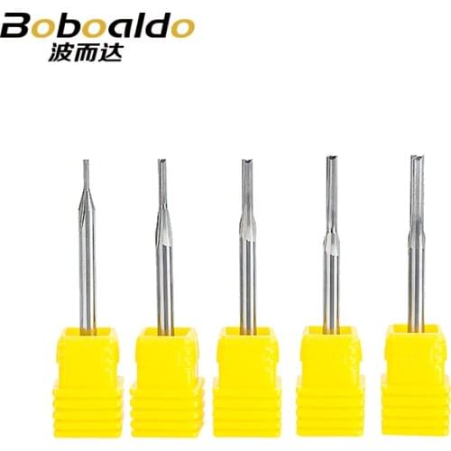Boboaldo 1pc 3.175mm Two Flutes CNC Straight Engraving router bits for wood Cutters Carbide Endmills Cutting Milling Tools