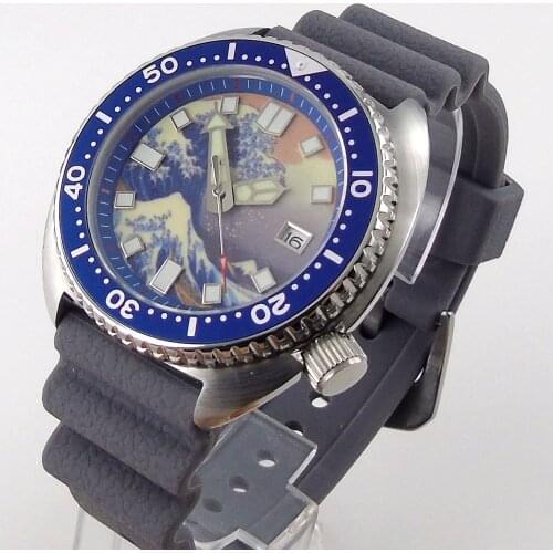 45mm Japan NH35A Sterile Mechanical Automatic Men Top Watches Sapphire Crystal C3 Luminous Silver Case 5ATM