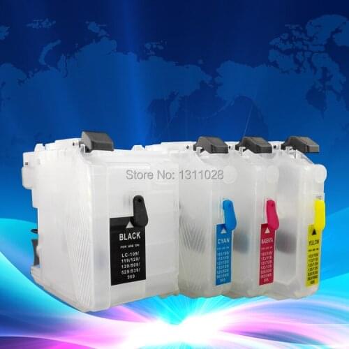 INK WAY DCP-J100 , DCP-J105 , MFC-J200 refillable cartridges, no need chips used for brother LC539BK/LC535 CMY