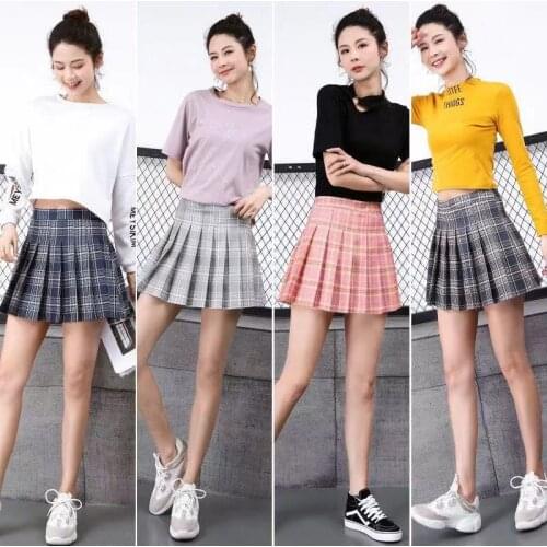 Y2k Black High-waisted Mini Pleated Solid White Kawaii Girl Skirt Pants Pink Harajuku Shorts Gothic Plaid Clothes Korean Style