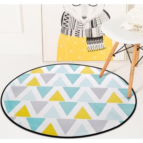 Colorful Geometric Printed Carpet Rugs Nordic Style Living Room Chair Computer Floor Mats Non-Slip Home Decor Round Bedroom Mat
