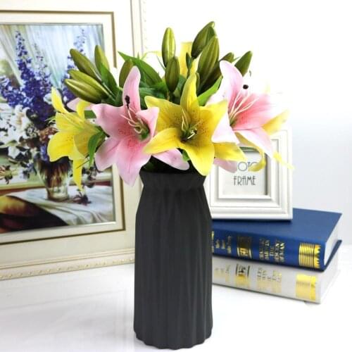 11Pcs Artificial Lily Wedding Decoration Flower Lifelike Flower bud PU foam flowers High quality elastic Flowers branch