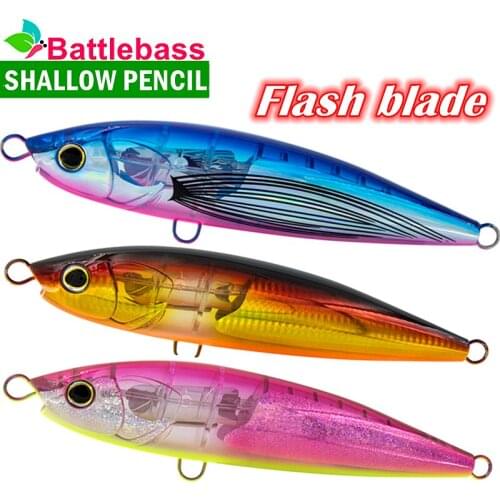 BATTLEBASS Flash blade Floating Pencil 90g 146g GT Stickbait Lure Sea Fishing Lure Trolling Lure Tuna Seabass Fishing Hook Made