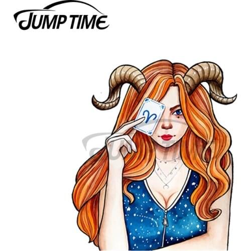 JumpTime 13 x 5.3cm For Aries Funny Car Stickers Vinyl Car Sticker Waterproof Interesting Sun Protection Camper Window Decals