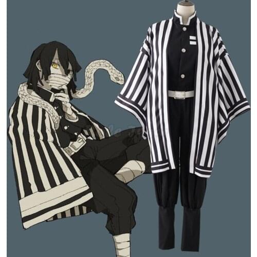 Japanese Anime Demon Slayer Kimetsu No Yaiba Iguro Obanai Cosplay Costume Men Halloween Party Performance Clothes Wig C65M206