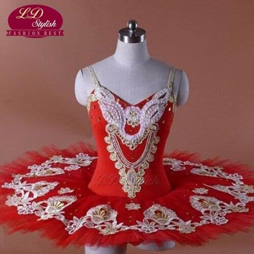 Red Ballet Tutu Stage Wear Costumes Professional Performance Ballet Tutu Ballet Skirt Dancewear LD0009